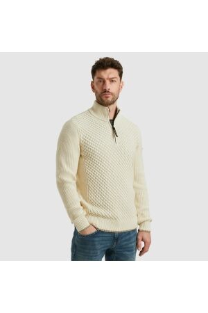 PME Legend PME Legend pkw2509324 halfzip collar cotton mix yarn Trui 7013 bone white