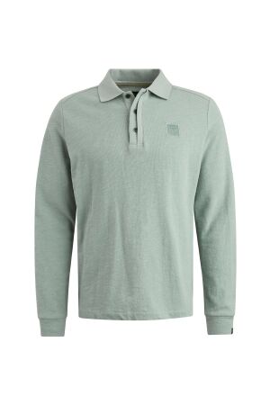 PME Legend PME Legend pps2508803 long sleeve polo slub jacquard jersey Poloshirts 5226 silver blue