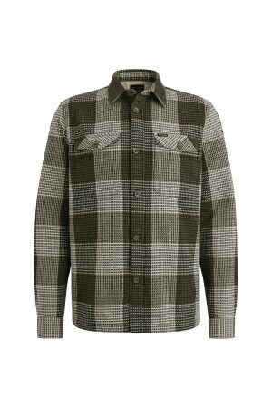 PME Legend PME Legend psi2508214 long sleeve structure block check overs Overshirt 6416 olive night