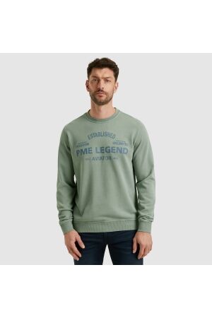 PME Legend PME Legend psw2508430 crewneck terry garment dyed Trui 5226 silver blue 5226 silver blue