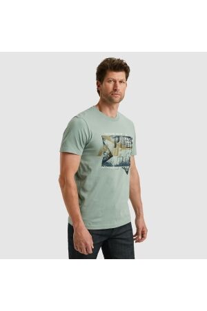 PME Legend PME Legend ptss2508563 short sleeve r-neck single jersey Print T-shirts 5226 silver blue