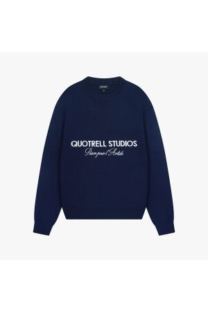 Quotrell Quotrell mondrian knitted sweater kw004 Sweater 5430 navy/white