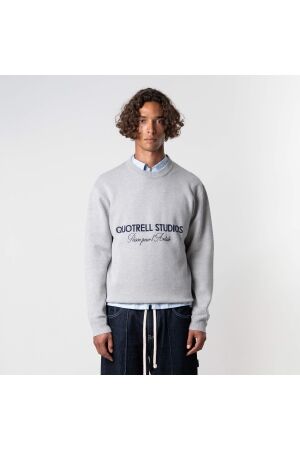 Quotrell Quotrell mondrian knitted sweater kw004 Sweater 9389 grey melee/navy 9389 GREY MELEE/NAVY