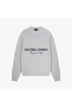 Quotrell Quotrell mondrian knitted sweater kw004 Sweater 9389 grey melee/navy