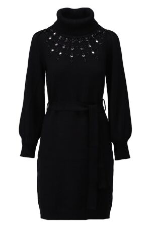 K-Design K-Design b813 gebreide jurk met kralen Jurk black Black