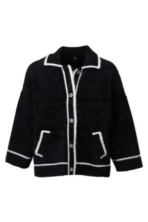 K-Design K-Design b846 cardigan met knopen Vest black