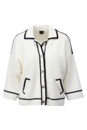 K-Design K-Design b846 cardigan met knopen Vest ecru Ecru