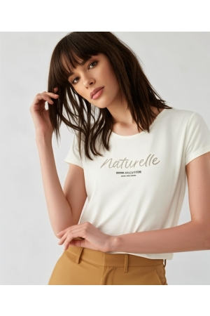 Elvira Casuals Elvira Casuals t-shirt natural e2 25-045 T-shirt Korte mouw 15 off white
