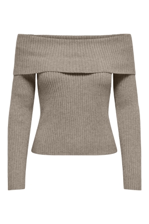 Only Only onlkatia ls off shoulder knt noos Trui mocha meringue / melange