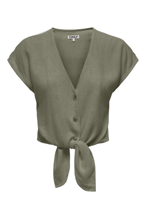 Only Only onlsiesta ss knot lin bl shirt pnt noos T-shirts deep lichen green