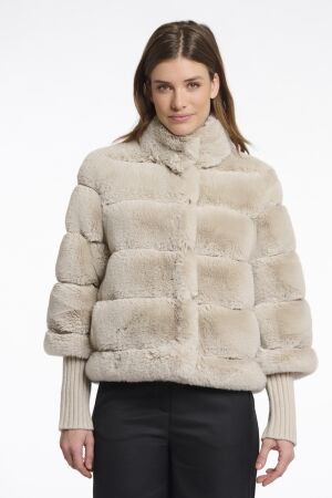 Rino & Pelle Rino & Pelle feline.7002512 faux fur jacket with knitted sleeve Jackets 9030 birch
