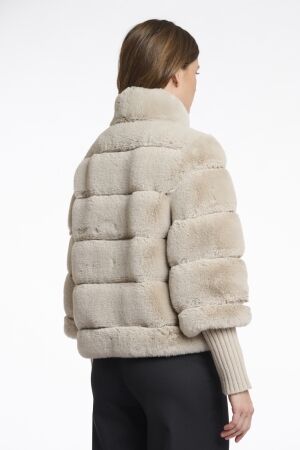 Rino & Pelle Rino & Pelle feline.7002512 faux fur jacket with knitted sleeve Jackets 9030 birch