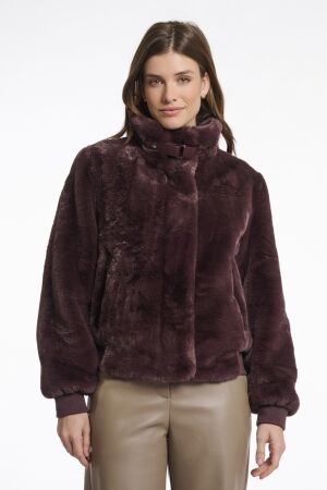 Rino & Pelle Rino & Pelle ambra.7002511 short fake fur jacket Jackets 10873 chocolate bean