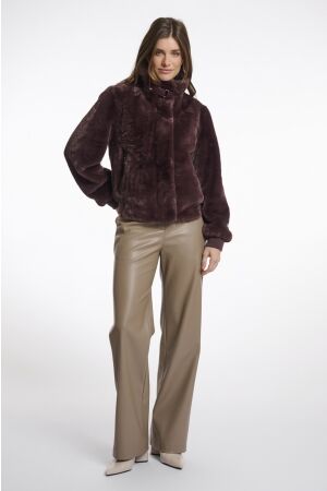 Rino & Pelle Rino & Pelle ambra.7002511 short fake fur jacket Jackets 10873 chocolate bean