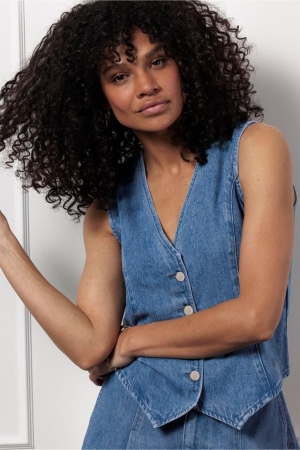 Studio Anneloes Studio Anneloes gizel denim gilet 12881 Gilets 6600 light blue