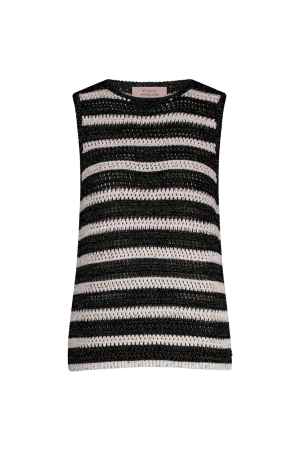 Studio Anneloes Studio Anneloes charz crochet top 12938 Trui korte mouw 1190 off white/black