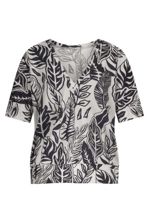 Studio Anneloes Studio Anneloes mechi 2 way leaves top 12991 T-shirt Korte mouw 1769 ecru/dark blue