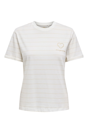 Only Only onlvanessa s/s heart top box jrs T-shirts cloud dancer pumice stone+print toujours