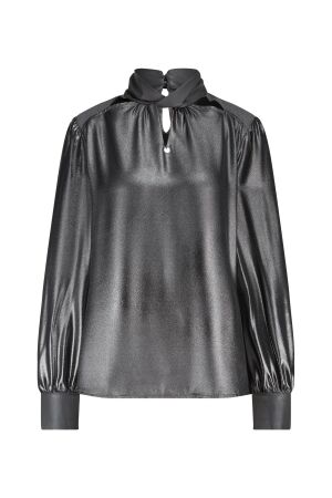 ZIP73 ZIP73 twisted collar blouse w25/205/02/045 Blouse 045 metallic grey