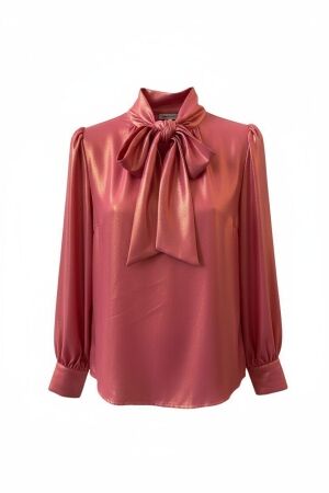 ZIP73 ZIP73 twisted collar blouse w25/205/04/850 Blouse 850 metallic coral