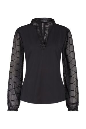 ZIP73 ZIP73 top mesh sleeve w25/209/03/001 T-shirt Lange mouw 001 black