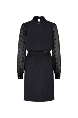ZIP73 ZIP73 twisted collar dress w25/212/02/001 Jurk 001 black