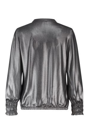ZIP73 ZIP73 top leather details w25/224/01/045 T-shirt Lange mouw 045 metallic grey