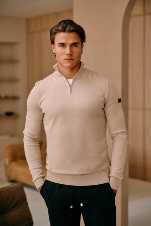 Malelions Malelions knitted quarter zip mm3-aw25-23 Trui 099 sand