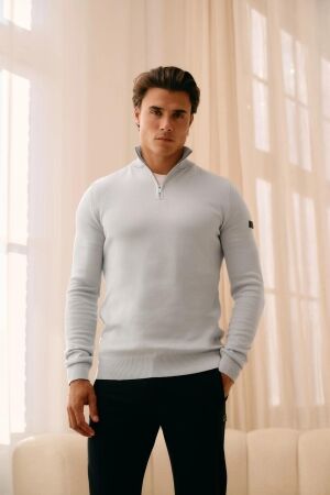 Malelions Malelions knitted quarter zip mm3-aw25-23 Trui 691 ocean grey