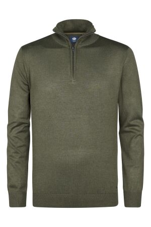 Petrol Petrol knitwear collar basic m-3050-kwc207 Trui 6174 mossy stone