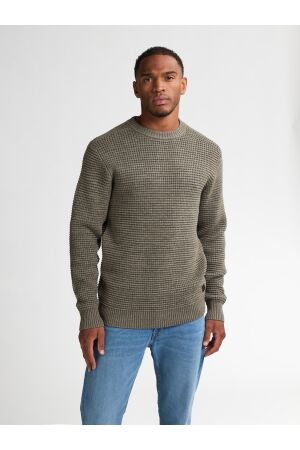 Petrol Petrol knitwear round neck basic m-3050-kwr241 Trui 6174 mossy stone