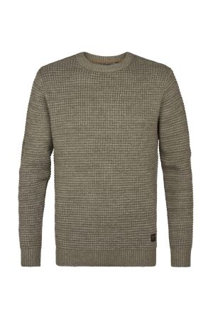 Petrol Petrol knitwear round neck basic m-3050-kwr241 Trui 6174 mossy stone