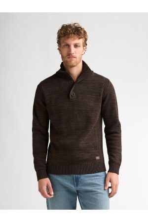Petrol Petrol knitwear collar m-ros-kwc206 Trui 7156 cedar brown