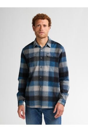 Petrol Petrol shirt long sleeve check m-3050-sil417 Overhemd 5190 indie blue