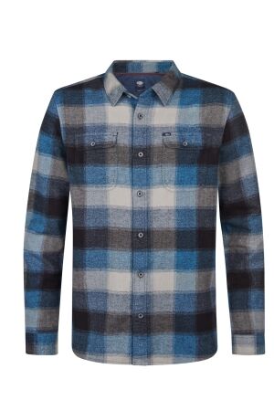 Petrol Petrol shirt long sleeve check m-3050-sil417 Overhemd 5190 indie blue