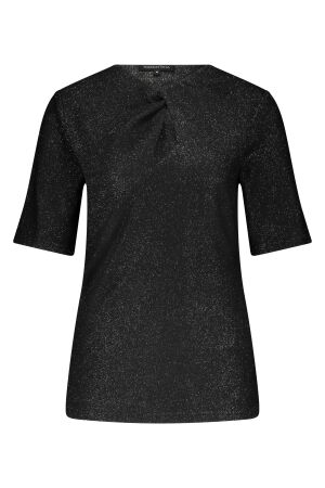 Tramontana Tramontana top twisted detail sparkles  c49-18-401 T-shirt Lange mouw 009000-black