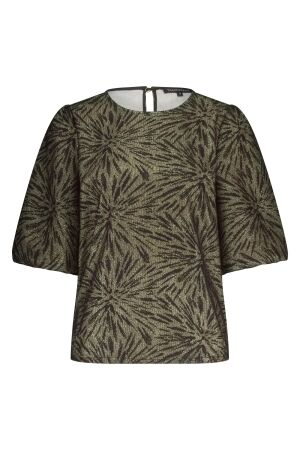 Tramontana Tramontana puff-sleeve top sparkling pattern  c53-18-401 T-shirt Lange mouw 009000-black
