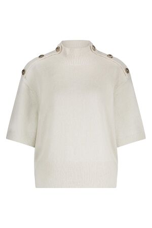 Tramontana Tramontana short-sleeve jumper button detail  y04-18-603 Trui 006801-stonemelange 006801-StoneMelange