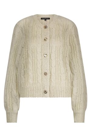 Tramontana Tramontana cable knit lurex cardigan y09-18-701 Vest 006800-stone