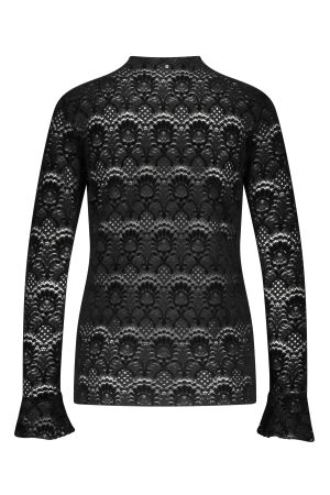 Tramontana Tramontana flared-sleeve brushed lace top  c56-18-401 T-shirt Lange mouw 009000-black