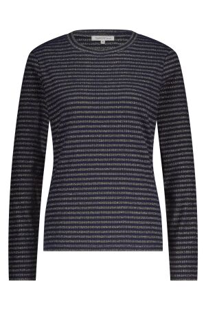 Tramontana Tramontana striped lurex top  k02-18-401 T-shirt Lange mouw 005032-midnight 005032-Midnight