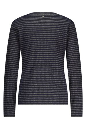 Tramontana Tramontana striped lurex top  k02-18-401 T-shirt Lange mouw 005032-midnight