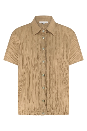 Tramontana Tramontana crinkled short-sleeve blouse s01-16-301 Blouse 002800-camel