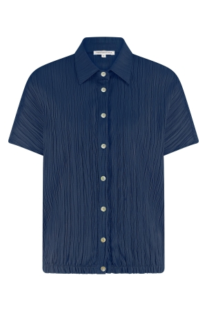 Tramontana Tramontana crinkled short-sleeve blouse  s01-16-301 Blouse 005035-navy