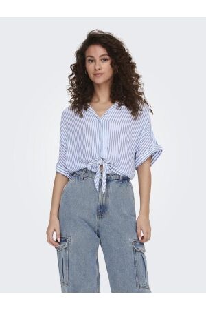 Only Only onlpaula life s/s tie shirt wvn noos Blouse cloud dancer blue stripes