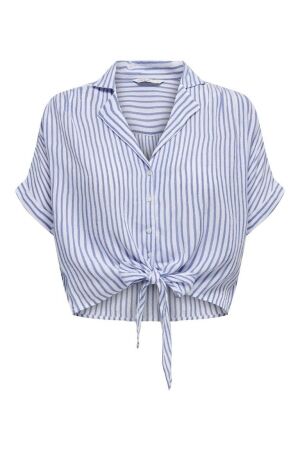 Only Only onlpaula life s/s tie shirt wvn noos Blouse cloud dancer blue stripes