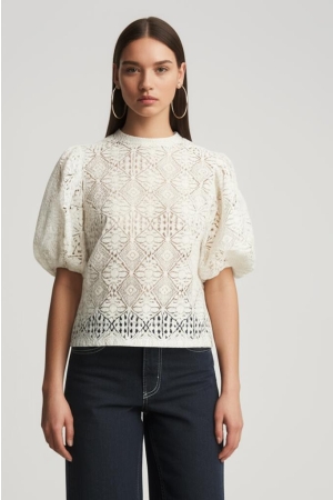 Only Only onlluz s/s puff sleeve top jrs T-shirts cloud dancer