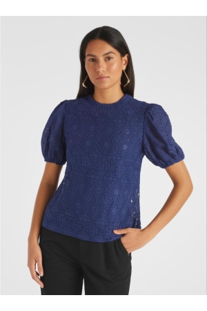 Only Only onlluz s/s puff sleeve top jrs T-shirts mazarine blue