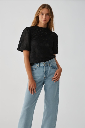 Only Only onlluz s/s puff sleeve top jrs T-shirts black