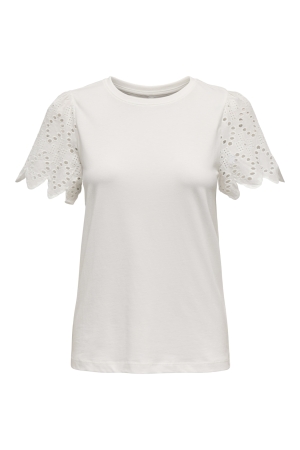 Only Only onlebba life s/s lace top jrs T-shirts cloud dancer rilly flowery